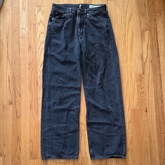 Rag & Bone sz 27 Logan Mid Rise Anglique Wide Leg black Denim Jeans - Picture 3 of 10